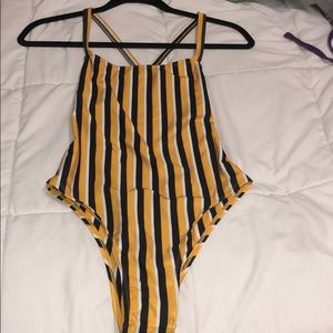 Yellow stripped bathing suit